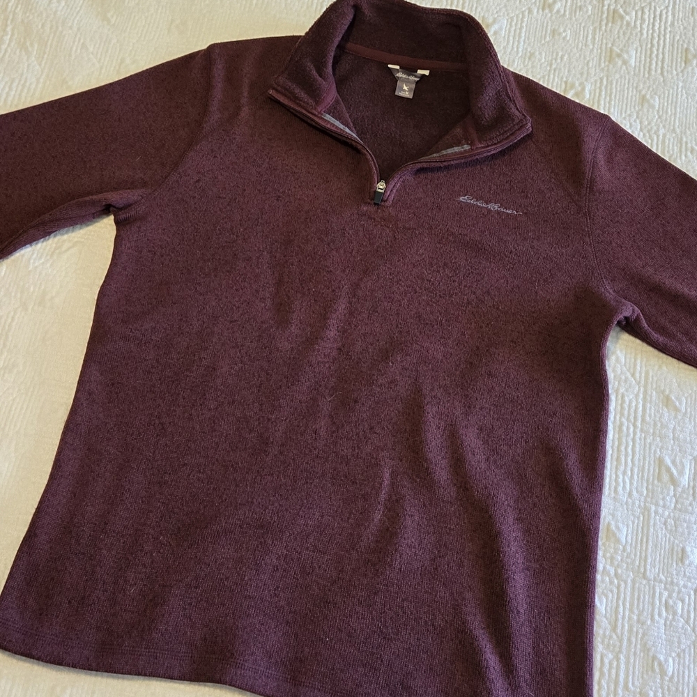 Eddie Bauer Burgundy Quarter Zip, Size Medium
